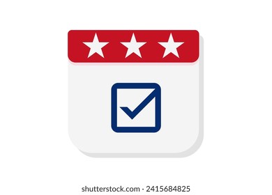 Tear-off calendar with vote symbol check mark. Elections reminder icon. Elections calendar symbol. Vector illustration