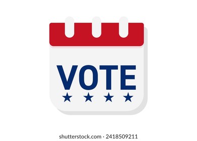 Tear-off calendar with vote word. Elections reminder icon. Elections calendar symbol. Vector illustration