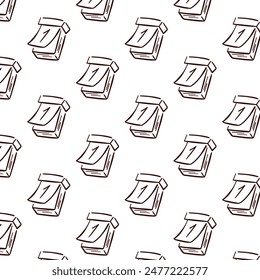 Tear-off paper calendar seamless pattern in doodle style. Calendar with number one design for wallpaper. Vector illustration isolated on a white background.