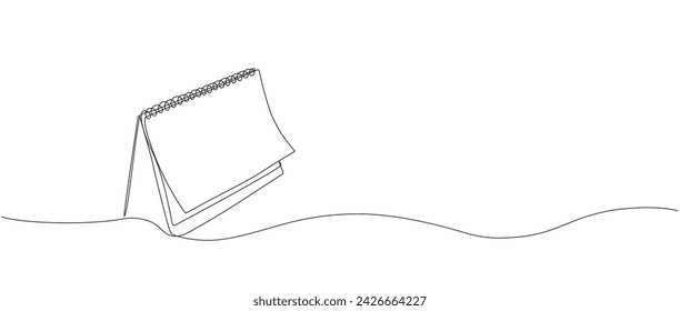 Tear-off sheet calendar with continuous line art. Time planner in a simple linear style. Vector illustration with one editable line drawing