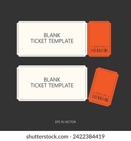 Tear-off ticket or coupon design template. Blank vector layout isolated on black background. 
