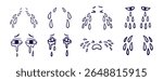 tears drop, eyes and tears doodle hand drawn icon set. Outline drawing line clipart symbol collection. Vector illustration