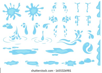 Tears drops. Sadness is cried by streams, tears or drops of sweat. Water drop icon set. Shedding tears, streams of tears, crying, sobbing or mourning. Vector illustration, EPS 10.