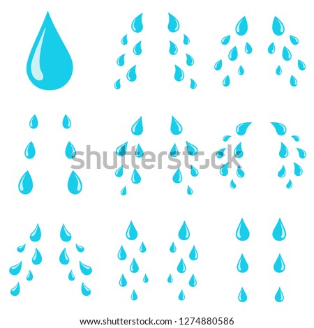 Tears drops. Sorrow weeping cry streams, tear blob or sweat drop. Stream of crying wet eyes tears or rain droplets splash shape. Raindrops isolated vector cartoon illustration icons set