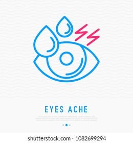 Tears in eye, dryness thin line icon. Modern vector illustration.