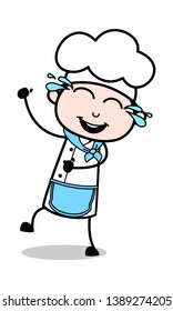 Tears of Joy - Cartoon Waiter Male Chef Vector Illustration﻿