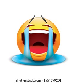 Tears of Joy emoji - smiling emoticon - vector illustration