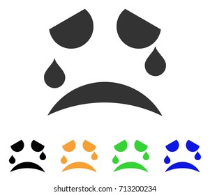 Tears Smile icon. Vector illustration style is a flat iconic tears smile symbol with black, grey, green, blue, yellow color versions. Designed for web and software interfaces.