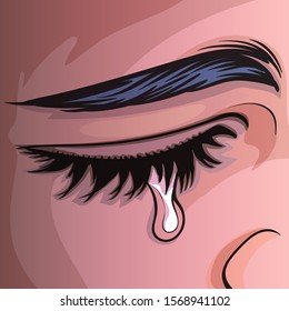 Tears of women.Pop art retro vector illustration