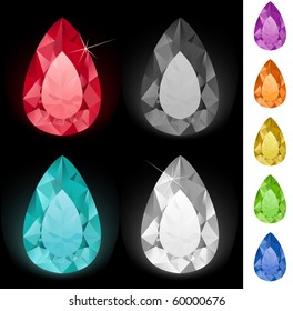 Tear-shaped gemstones collection