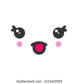 Tease with tongue kawaii cute emotion face, emoticon vector icon