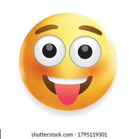 Teasing emoji with  closed eyes. Yellow face with open eyes and playfully sticking out its tongue. Face With Stuck-Out Tongue. Tongue emoji.