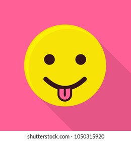 Teasing emoticon icon. Flat illustration of teasing emoticon vector icon for web