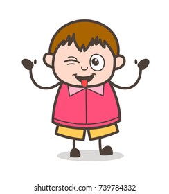 Teasing Face - Cute Cartoon Fat Kid Illustration