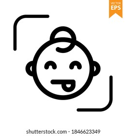Teasing face emoji icon. Emoticons icon vector. Avatar symbol. Character pictogram, flat vector sign. For graphic and web design. Eps10 vector illustration.