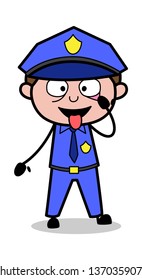 Teasing Face - Retro Cop Policeman Vector Illustration