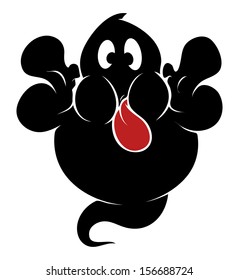 teasing funny cartoon ghost - Halloween vector illustration