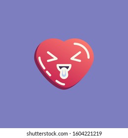 Teasing heart shape emoticon flat icon, vector sign, Squinting heart face with tongue colorful pictogram. Symbol, logo illustration. Flat style design