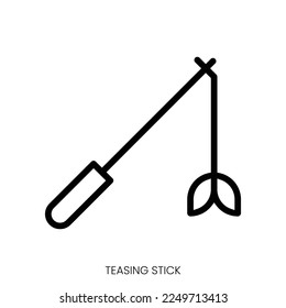 teasing stick icon. Line Art Style Design Isolated On White Background