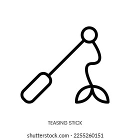 teasing stick icon. Line Art Style Design Isolated On White Background