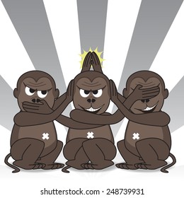 teasing three wise monkeys