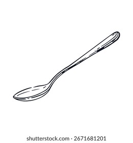 Una cucharadita dibujada a mano en tinta y traducida a un Vector. La Ilustración vectorial es conveniente para imprimir en el papel, empaquetado del producto, textiles, vajilla, para el diseño. Ilustración vectorial