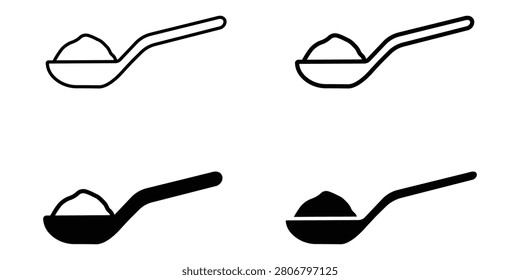 Teaspoon Icon Set Vector Illustration, Kitchen Spoon Symbols for Graphic and Web Design