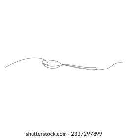 Teaspoon one line. Vector drawing.
