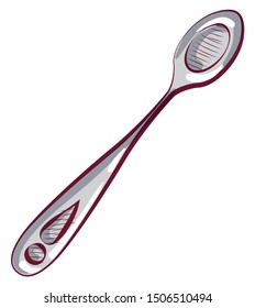 Teaspoon small spoon vector, isolated icon handdrawn sketch of utensils. Metal device for measuring and dining, silverware cutlery flat style object