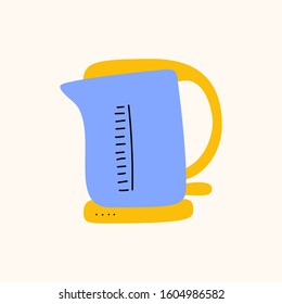 Teat time kettle cartoon doodle vector stock icon in flat style. Decoration kitchenware element Isolated on white background. Flat design. Vector illustration