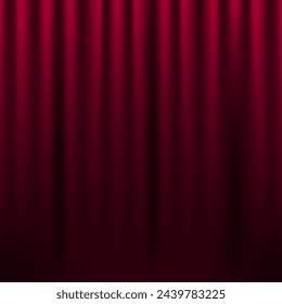 Teathre stage template with red heavy curtain and spotlight