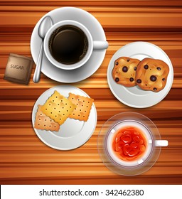 Teatime con café y bizcocho ilustrativo