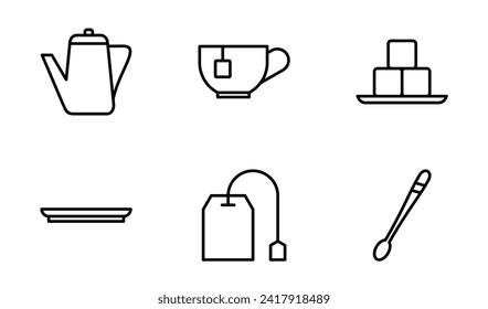 Teatime icon symbol vector template collection