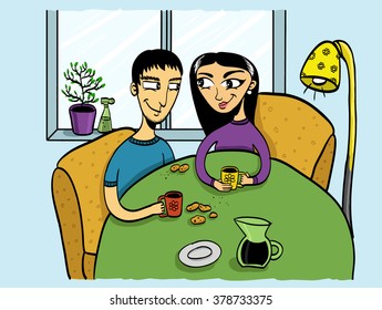 Teatime loving couple