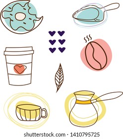 Teatime pattern flat illustration on white