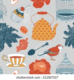 Teatime Seamless Vector Pattern