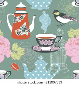 Teatime Seamless Vector Pattern