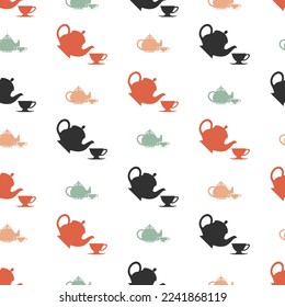 Teatime Teapot Teacup Vector Graphic Seamless Pattern can be use for background seamless pattern