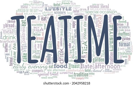 Teatime vector illustration word cloud isolated on a white background.