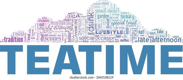 Teatime vector illustration word cloud isolated on a white background.