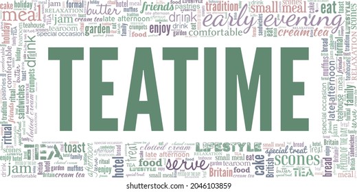 Teatime vector illustration word cloud isolated on a white background.
