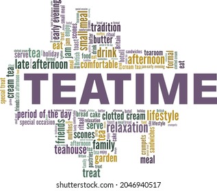 Teatime vector illustration word cloud isolated on a white background.