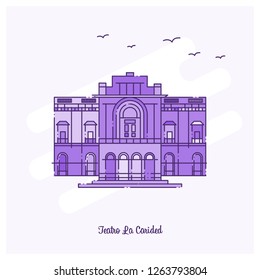 TEATRO LA CARIDED Landmark Purple Dotted Line skyline vector illustration