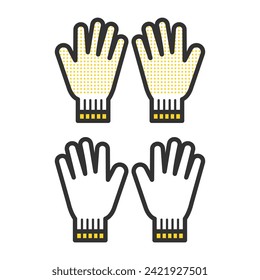 Tebukuro. A set of illustrations of the back and front of work gloves.