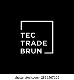 Tec Trade Brun minimalist typographic corporate logo design template isolated on black background.