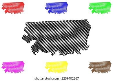 Tecate municipality (Free and Sovereign State of Baja California, Mexico, United Mexican States) map vector illustration, scribble sketch Tecate map