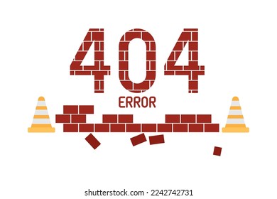 tech 404 error design with bricks and cones