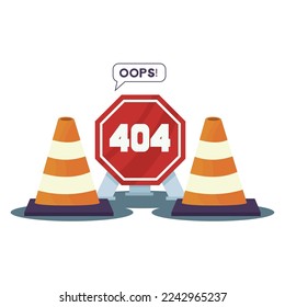 tech 404 error illustration with traffic stuff