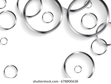 Tech abstract background with metallic circles. Geometric vector design