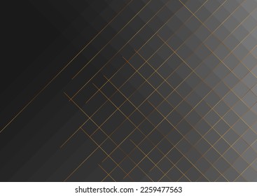 Tech abstract geometric background with golden linear grid. Vector design